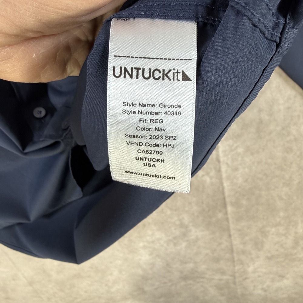 UNTUCKit Shirt Men XXXL Navy Gironde Perf Regular Fit Nylon Stretch L/S Button - Picture 5 of 8
